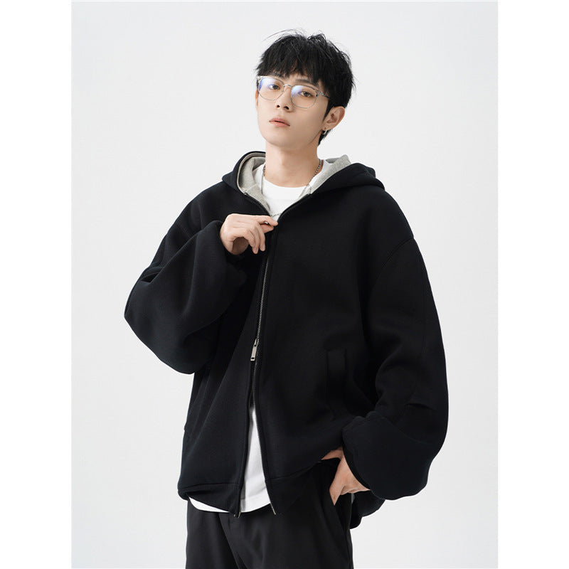 Double Zipper Hooded Men's Jacket