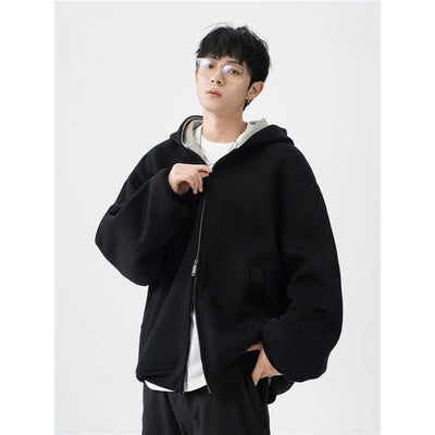 Double Zipper Hooded Men's Jacket
