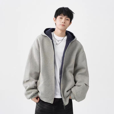 Double Zipper Hooded Men's Jacket