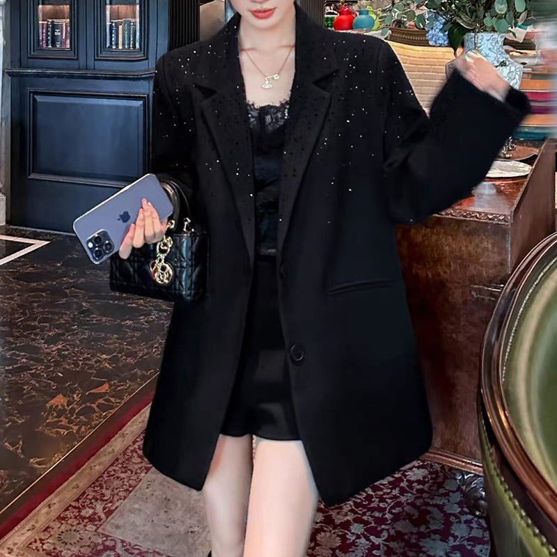 B Rhinestone Suit Jacket For Women