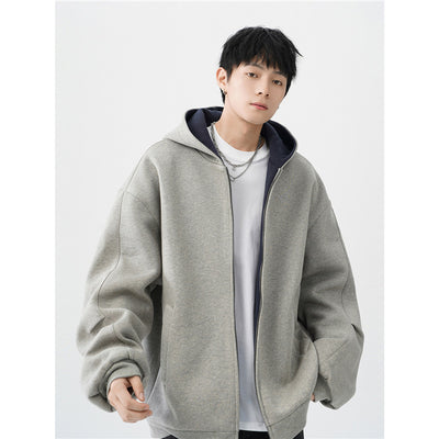 Double Zipper Hooded Men's Jacket