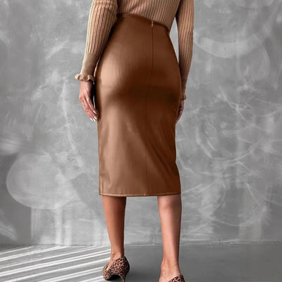 High Waist  Leather Skirt