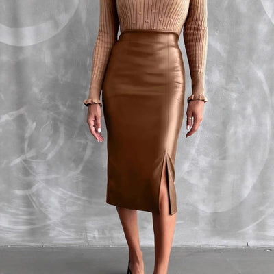 High Waist  Leather Skirt