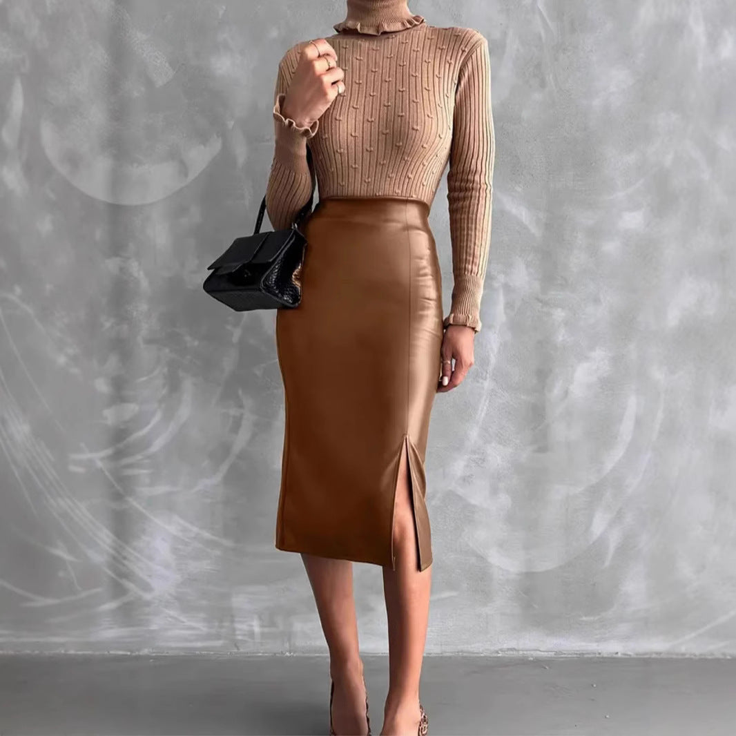 High Waist  Leather Skirt