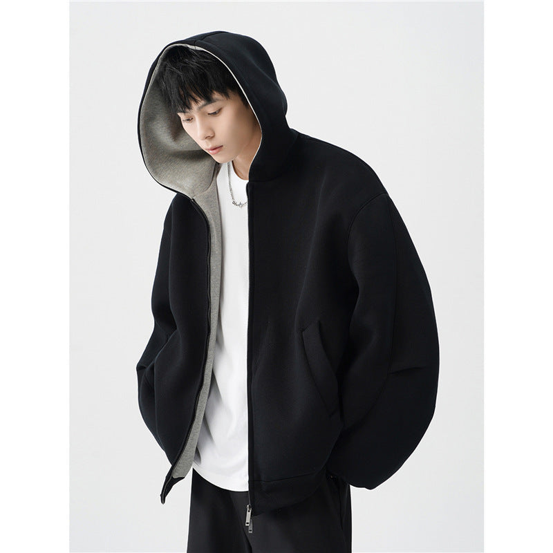 Double Zipper Hooded Men's Jacket