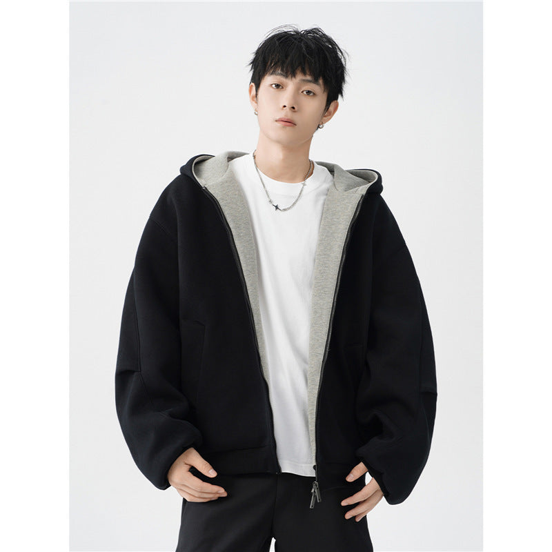 Double Zipper Hooded Men's Jacket
