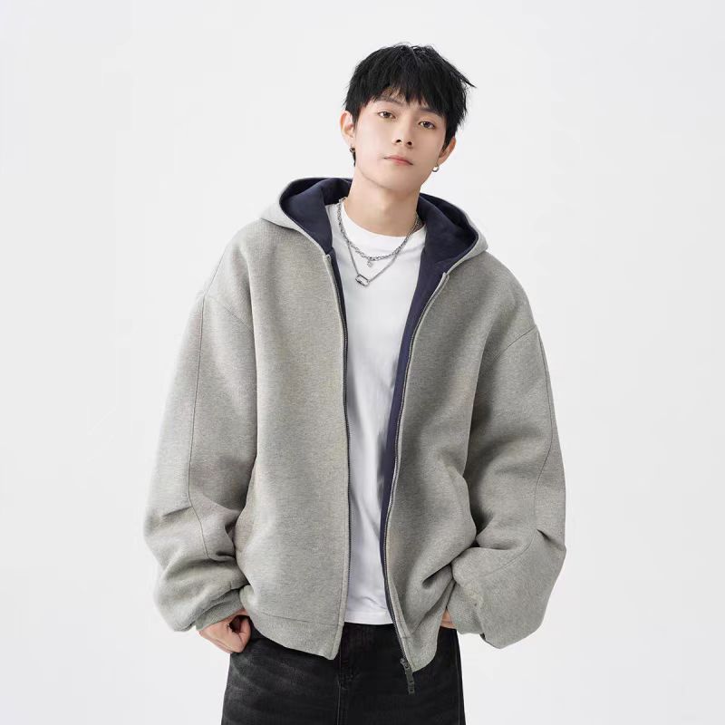 Double Zipper Hooded Men's Jacket